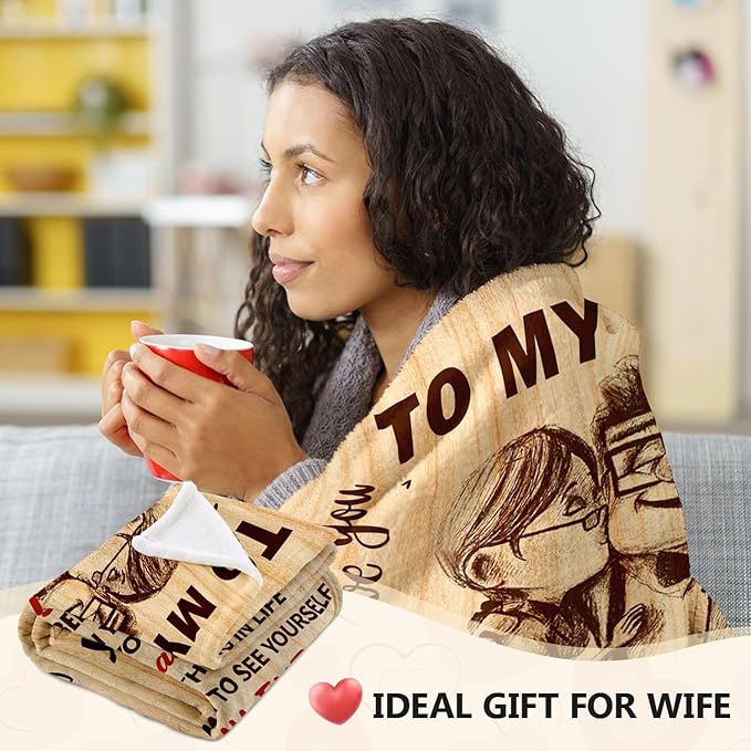 Mothers Day Blanket Gifts for Wife from Husband - Wedding Anniversary Romantic Gifts for Women - Wife Birthday Gift Ideas - I Love You Gift for Her - to My Wife Blanket 50"x60"