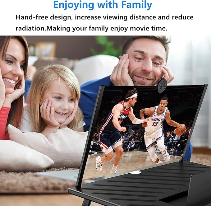 20" Screen Magnifier for Cell Phone – 3D HD Magnifing Screen Enlarger Projector for Movies Videos and Gaming – Foldable Phone Stand Holder with Screen Amplifier–Supports All Smartphones