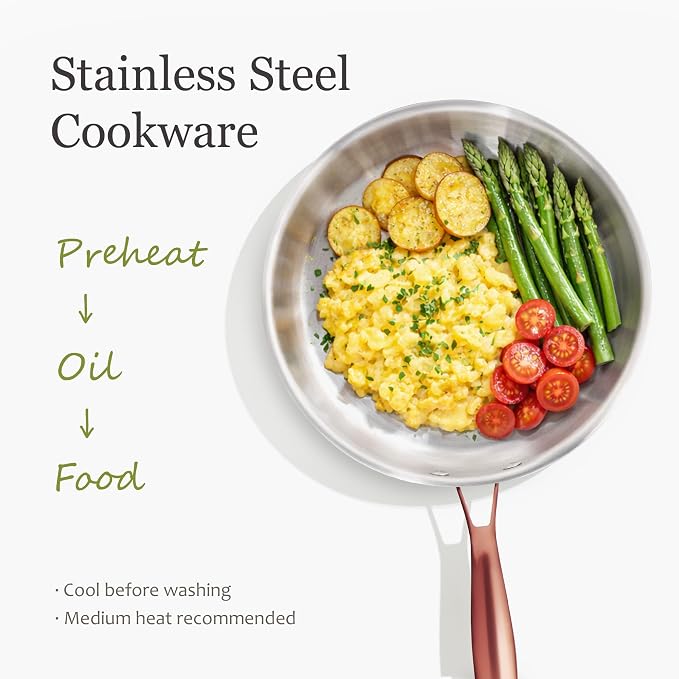 CAROTE 30 PCS Tri-Ply Stainless Steel Cookware Set Pots and Pans Set | Non Toxic Induction Kitchen Cooking Sets,Oven & Dishwasher Safe, All-Stovetop Compatible