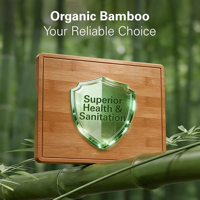 Zarler Bamboo Cutting Boards for Kitchen, Durable Wood Cutting Board with Juice Grooves and Handles, Wooden Chopping Board Set for Meal Prep, 500℉ Carbonized Bamboo, XL Size, Ideal Kitchen Gift