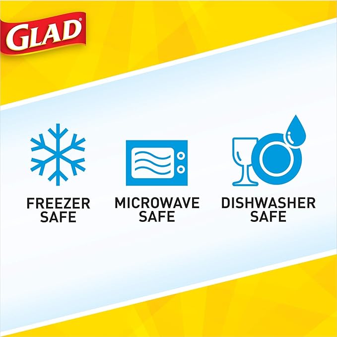 Glad GladWare Medium Rectangle Food Storage Containers with Lids, BPA Free Plastic for Soups Salads and Meal Prep, Airtight Leak Resistant, Microwave Dishwasher Freezer Safe, 24 Oz, 5 Count - 6 Pack