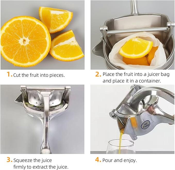 Juicer, Fresh Fruit Juice Extractor Aluminum Alloy, Juice Squeezer Handheld, manual juicer, Easy to Clean with 0.6L Capacity, Heavy Duty Single Press Lemon Squeezer for Lemon, Orange, Grape