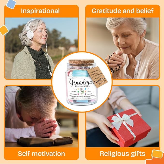 NewEleven Mothers Day Gifts For Grandma - Christian Gift, Grandma Birthday Gifts From Granddaughter, Grandson, Kids - Daily Encouragement, Inspirational Present - Bible Verse Jar
