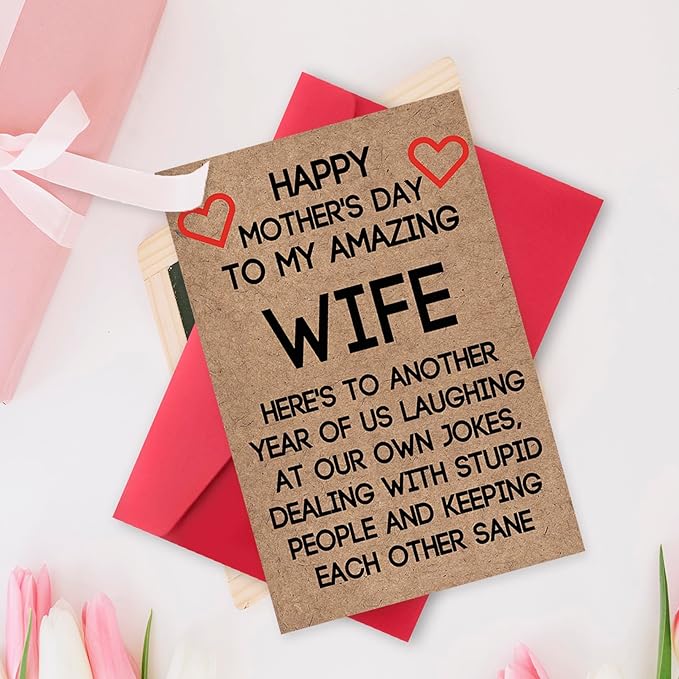 Ziwenhu Rude Wife Mother's Day Card from Husband, Funny Mothers Day Gifts Idea for Wife,Humor Mother's Day Card for Women,Unique Gifts for Mothers Day
