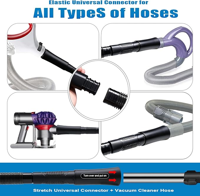 3 Pieces Dryer Vent Cleaner Kit: Vacuum Hose With Brush & Gloves Fits for Vacuums Cleaner, Refrigerator Condenser Coils, and Tight Spaces Behind Appliances, Deep Cleaning Tools for Clogged Ducts-Black