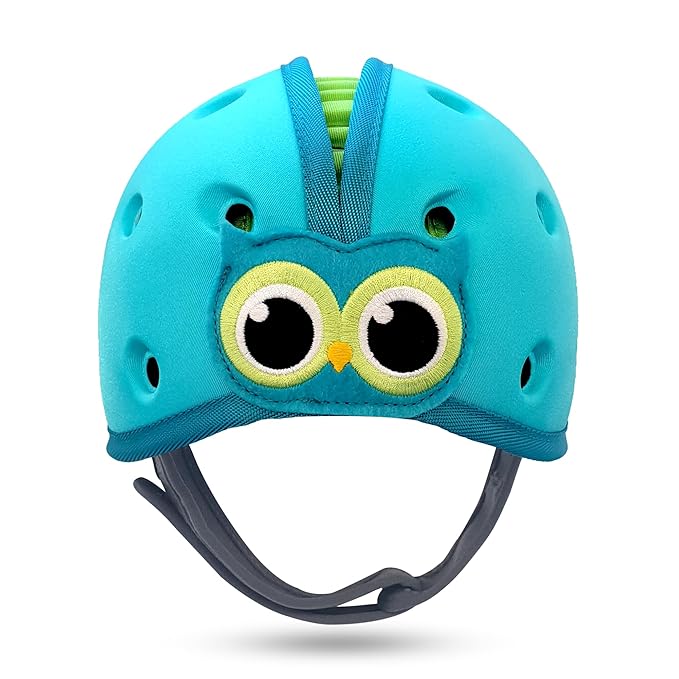 SafeheadBABY Soft Baby Head Protector Helmet for Crawling and Walking 7–24 Months – Ultra-Lightweight & Breathable Infant Safety Helmet that Grows with Your Baby (Head Circ. 40–52 cm) – Owl Blue