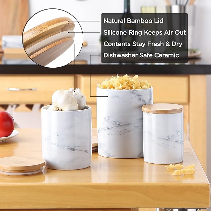 DII Kitchen Accessories Retro Collection, Ceramics, Canister Set, Black, 3 Piece