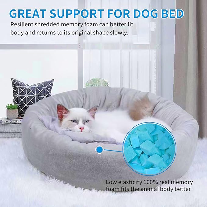 Welacer Bean Bag Filler, 15lbs Blue Shredded Memory Foam Filling for Pillows, Couch Cushion, Stuffed Animals, Dog Bed, Arts Crafts, Pack of 3