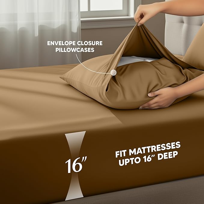 Utopia Bedding Twin Sheet Set – 3 Piece Bed Sheets for Twin Size Bed, Soft and Breathable Microfiber, Includes 1 Fitted Sheet, 1 Flat Sheet and 1 Pillowcase – Oeko Tex (Mocha)