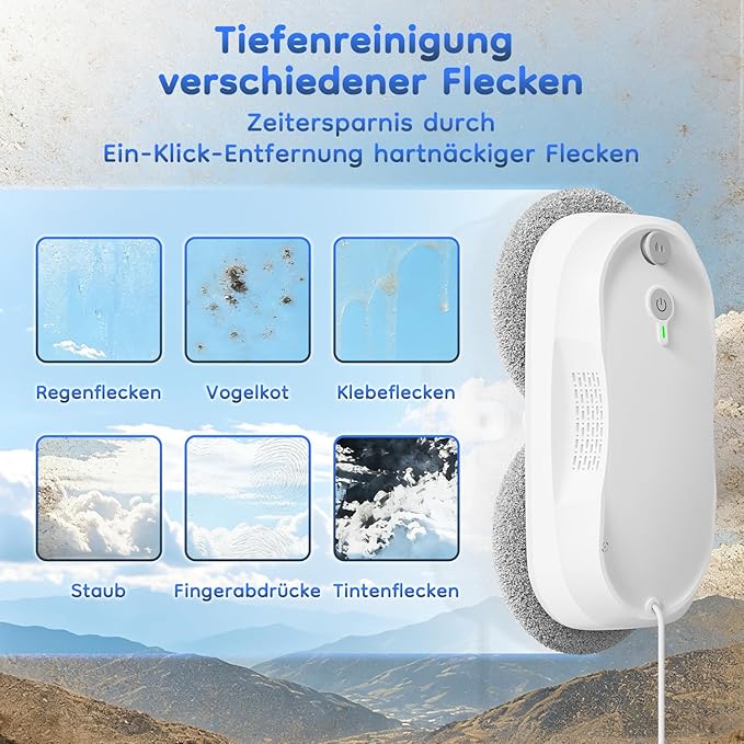 2026 Updated X2 Window Cleaning Robot - Enhanced Battery, Max 3200Pa, Path Planning, Anti-Slipping, Edge Detection, Window Cleaner Robot for High-Rise Windows, White (2 pairs of nozzles, 10 cloths)