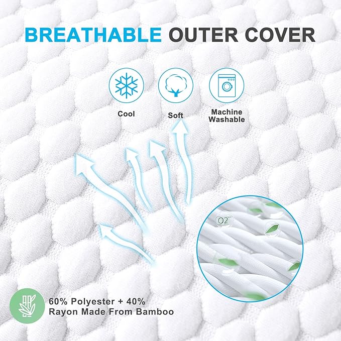 VVZ Cooling Bed Pillows King Size Set of 4, Shredded Memory Foam Pillows for Side Back Stomach Sleepers, Luxury Cool Gel Adjustable Firm Bed Pillows for Sleeping 4 Pack King Size 20 x 36 Inches