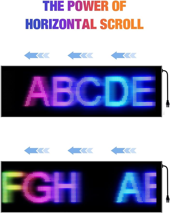 Flexible LED Display Screen, IP65 Waterproof PU+FPCB Material, Remote & App Control, for Indoor Advertising, Shop Window, Car Dealership Decoration (24.8 x 7.9in)