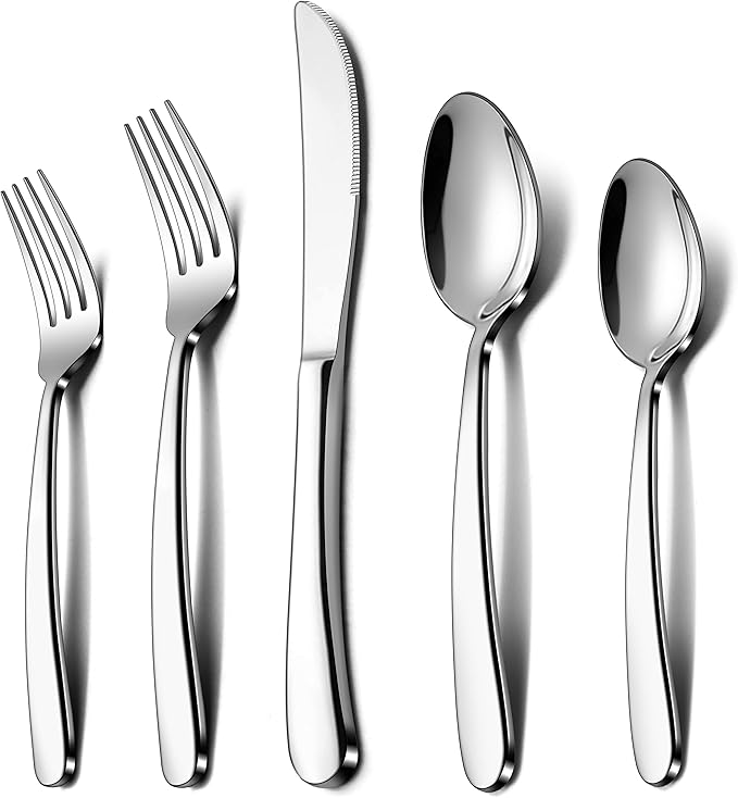 LIANYU 40-Piece Heavy Duty Silverware Set, Stainless Steel Flatware Cutlery Set for 8, Heavy Weight Eating Utensils for Home Restaurant Wedding, Dishwasher Safe, Mirror Polished