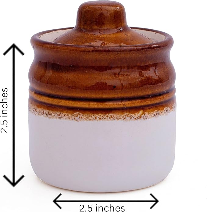 Decorative Ceramic Jar With Lid For Kitchen Pantry Countertop Home Dining Table Accessories Condiment Pickle Spice Coffee Tea Caddy Sugar Salt Herbs Food Storage Canister Holder Hand Painted