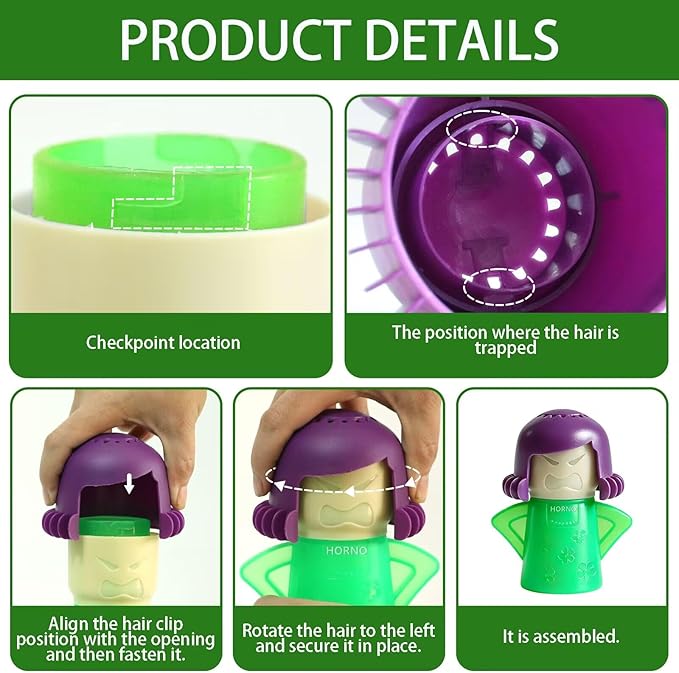 HORNO Angry Mama Microwave Oven Steam Cleaner and Disinfects With Vinegar and Water for Kitchens (Green)
