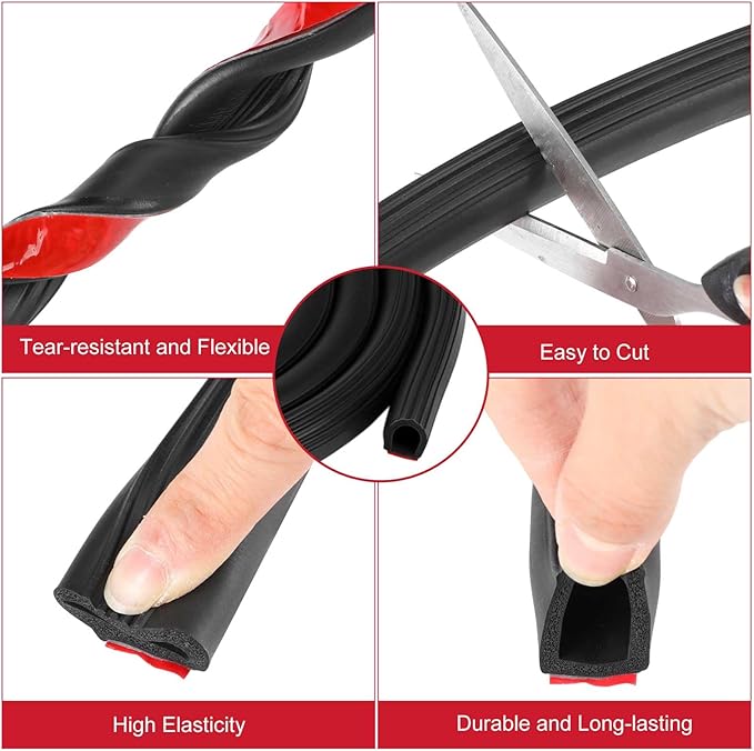 Pangda 26Ft D Shape Rubber Weather Stripping Foam Self-Adhesive EPDM Seal Strip for Noise Reduction Waterproof Dustproof for Cars Boats RVs Windows Doors (3/4" W x 3/4" H)