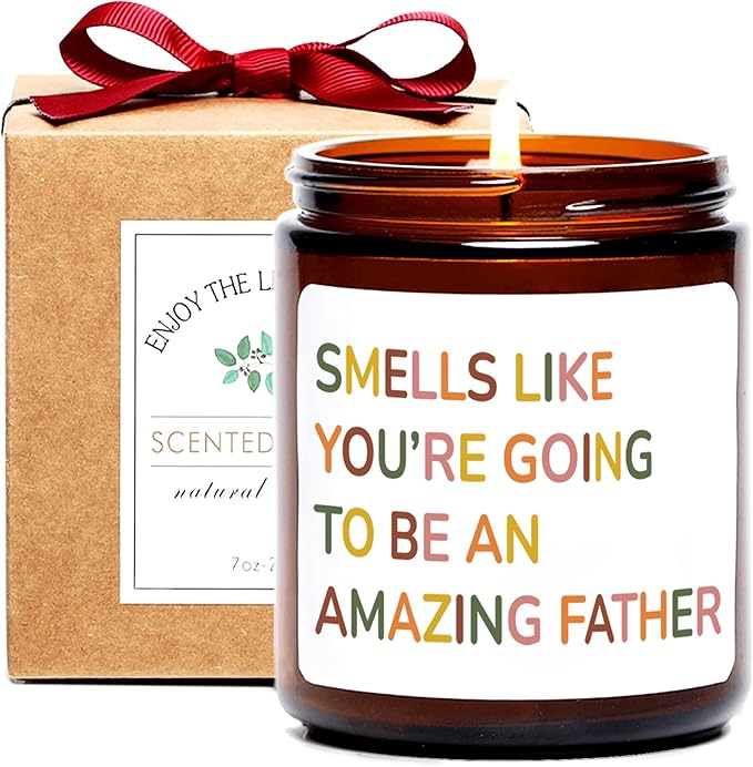 Fathers Day Candle for Dad - New Father Gift, Pregnancy Gifts for First Time New Dad - Gender Reveal Gifts for Parents to Be, 7oz