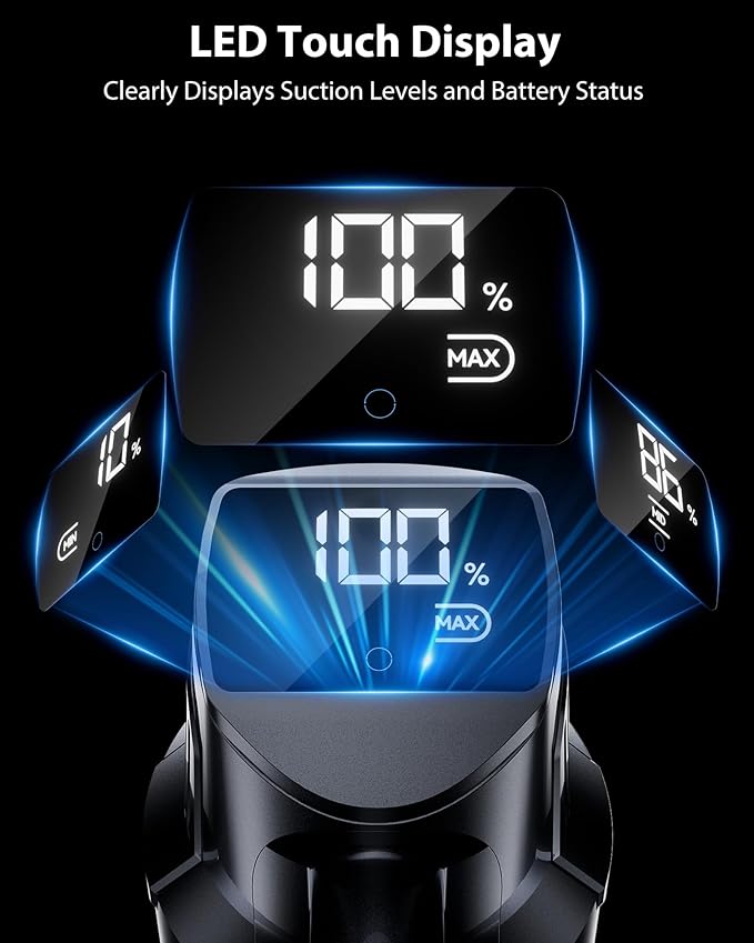 Cordless Vacuum Cleaner, 75Mins/55KPa/650W Freestanding Vacuum Cleaners for Home, with Anti-Static&Anti-Tangle Brush, LED Touch Screen, Stick Vacuum for Carpets, Pet Hair, Hardwood Floors