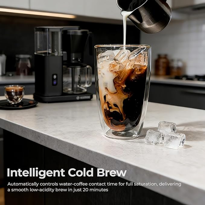 Kismile 8 Cup Drip Coffee Maker, SCA Certified Hot & Cold Brew Coffee Machine, Fast Heating to 197–205℉, 40 Min Keep Warm, Adjustable Flow Control, Easy to Clean
