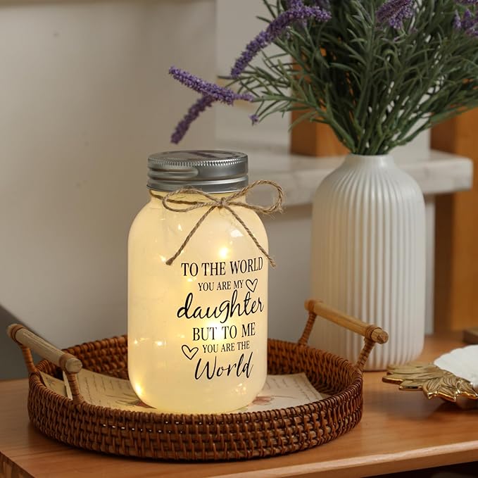 Maracco Mothers Day Gifts for Daughter from Mom - 30 oz Large Mason Jar Night Light, Daughter Birthday Gifts from Mom and Dad, Wedding Blessing Gift, Graduation Gift for Daughters Adult