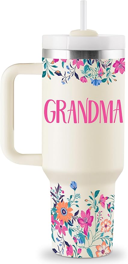 ROSTANTEN Mothers Day Gifts for Grandma Great Grandma Gift Ideas Best Grandmother Birthday Gifts from Granddaughter Grandson 40oz Travel Cup Insulated Tumbler with Lid & Straw