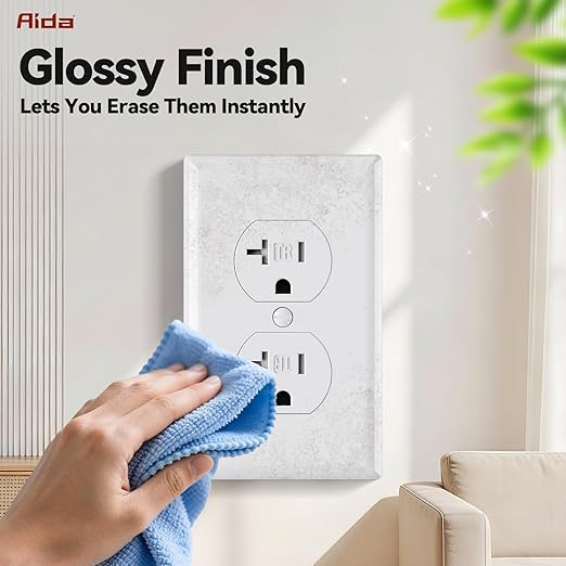 AIDA 20 Amps Outlets Duplex Electrical Receptacle Outlets,Tamper Resistant,Heavy-Duty Receptacle Wall Outlet,Residential,TR,3-Wire, Self-Grounding Clip,Wall Plate Included,UL Listed (20 Pack, White)