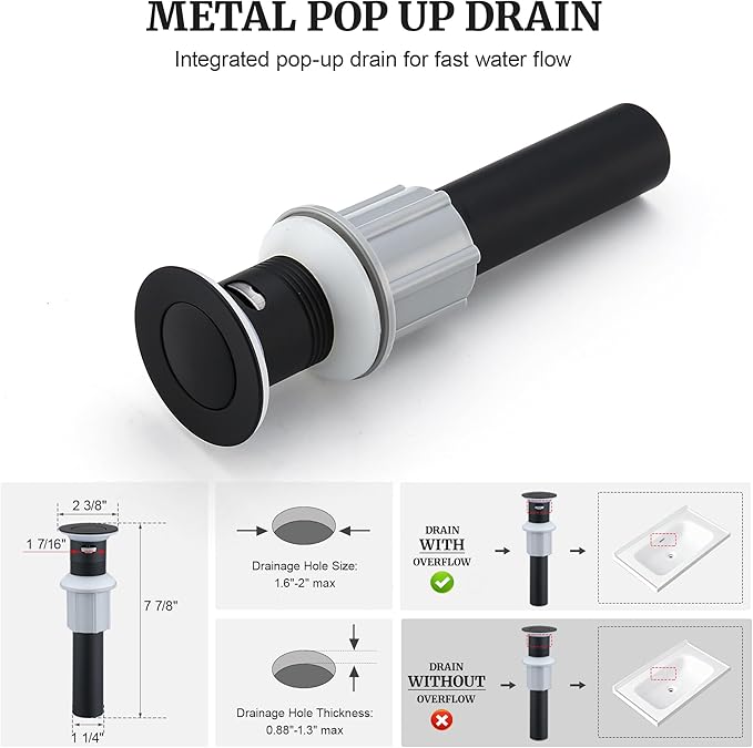 Ultimate Unicorn Pull Down Bathroom Sink Faucet - Anti-Splash Matte Black 4 Inch Centerset Vanity Faucets 3 Hole with Pop Up Drain, Two Handle Modern Washbasin Tap Set with Sprayer for Rv Restroom