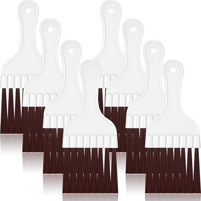 Boao 8 Packs Coil Brush Air Conditioner Condenser Refrigerator Cleaning HVAC Coil Cleaner Small Plastic Whisk Brush (Brown)