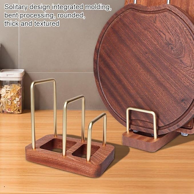 Chopping Board Rack with Wood Base Multi Layer Lid Holder Baking Pan Storage Organiser Cabinet Accessory for Home Kitchen