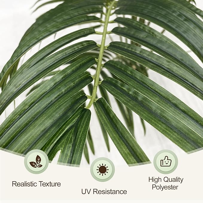 4ft Artificial Palm Tree Indoor Plant Tall Fake Tropical Paradise Palm Tree in Pot with Real Bark Design Faux Areca Palm Tree for Home Office Living Room Bedroom Farmhouse Modern Decor 1pcs