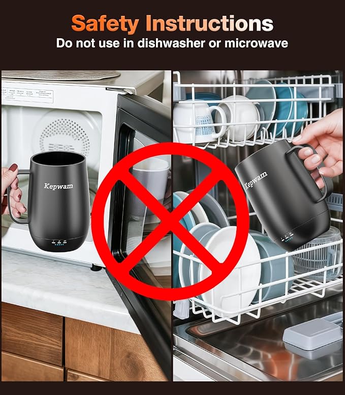 Kepwam Smart Heated Coffee Mug T2-Plus, 20oz Rechargeable Self Heating Coffee Mug with 8-Hour Battery & Temp Control, Perfect Coffee Warmer Gift for Men Women