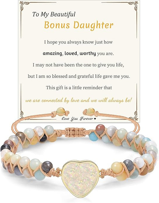 Mothers Day Gifts for Daughter Granddaughter, To My Mom Grandma Wife Girlfriend Sister Jasper Heart Bracelets Birthday Anniversary Christmas Stocking Stuffers Valentines Day Jewelry