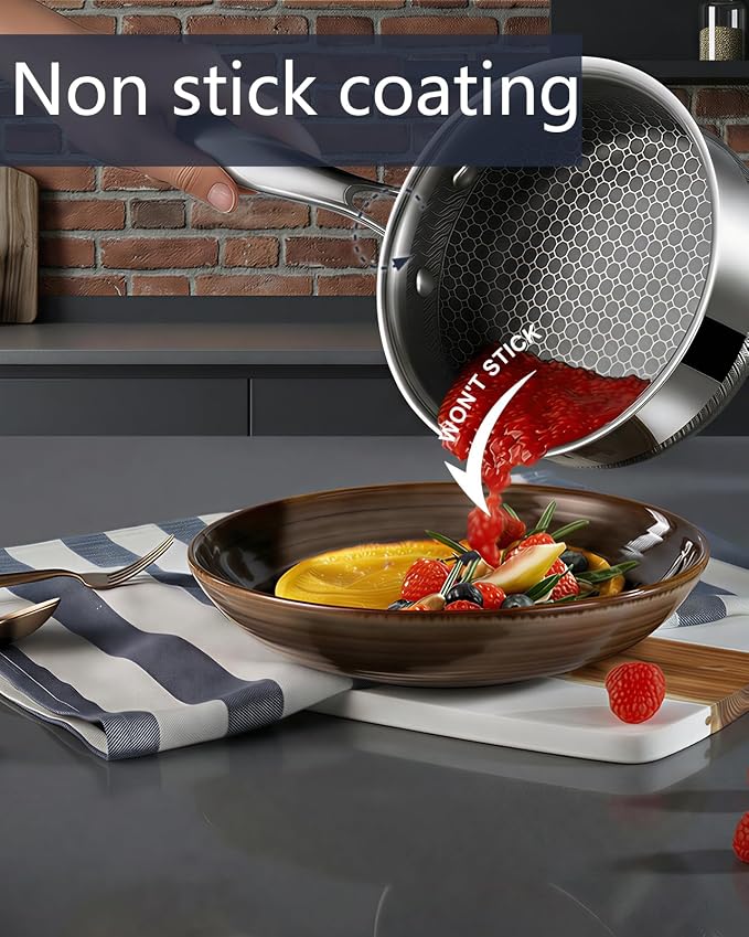 USELUCK Nonstick 1.5-QT Saucepan with Glass Lid,Stainless Steel Pot