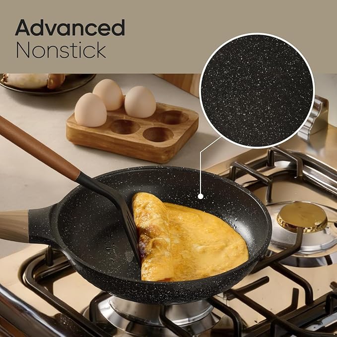 CAROTE 39pcs Nonstick Cookware Sets, Pots and Pans Set with Bakeware | Induction Kitchen Cooking Set, Special Texture Design, Ultra Durable, Easy Food Release, Even Heating, with Knife Set