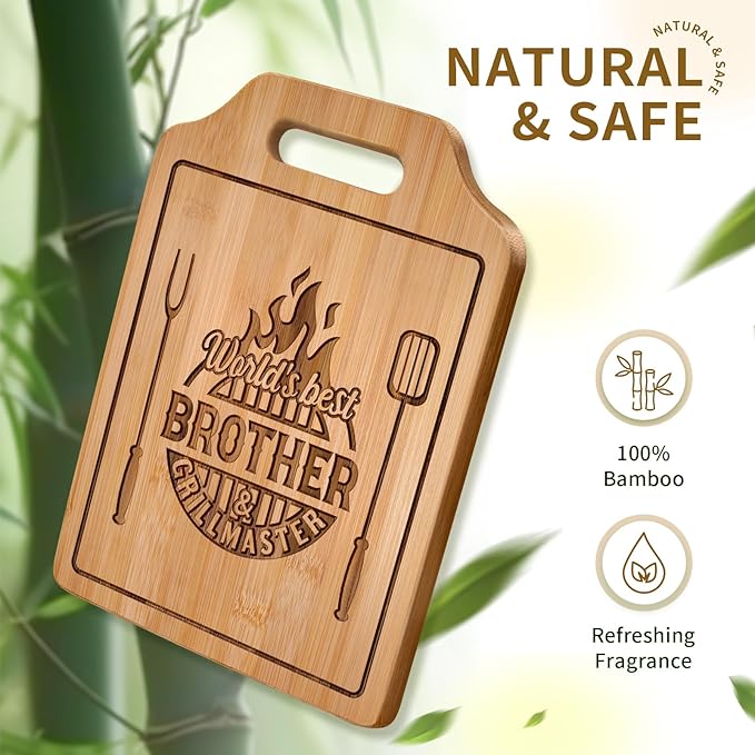 AceThrills Gifts for Brother Gifts Adult, Brother Christmas Birthday Gift from Sister for Fathers Day Gift - Engraved Cutting Board 12.3"L × 8.7"W × 0.4"Th