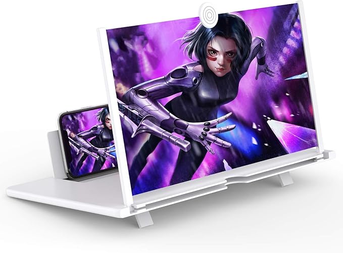 12" Screen Magnifier for Cell Phone,Fanlory 3D HD Magnifying Projector Screen Enlarger for Movies, Videos and Gaming, Foldable Phone Stand with Screen Amplifier,Gifts for Mom Dad & Family