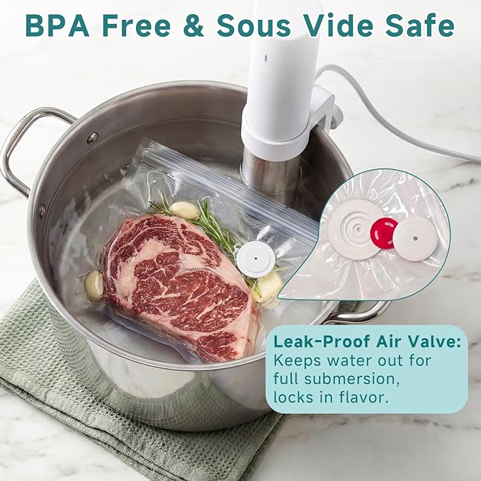 Reusable Vacuum Sealer Bags for Food – 30 BPA-Free Medium (11in × 10.2in) Food Storage Bags, Freezer Microwave Safe– Odor Resistant, Leak-Proof – Compatible with Handheld Vacuum Sealers | BPA Free Material