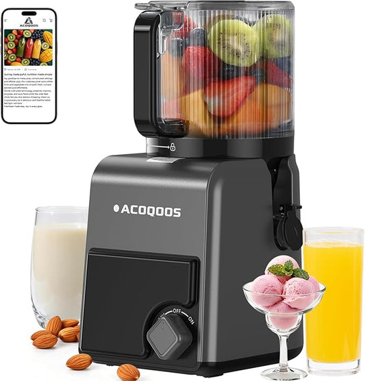 3-in-1 Cold Press Juicer Machines, 6.5" Mega Chute for Whole Fruit, Slow Masticating Juicer with Sorbet & Nut Milk Maker, BPA Free, 100 OZ Hopper, Easy Clean, Oxide Gray
