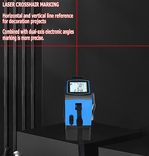 Tape Measure 4-in-1 Laser Digital Measuring Tape & 100m/328ft Laser Distance Meter & with 16ft/5m & Crosshair Markings & Dual-axis Electronic Level,Display On Backlit LCD Screen