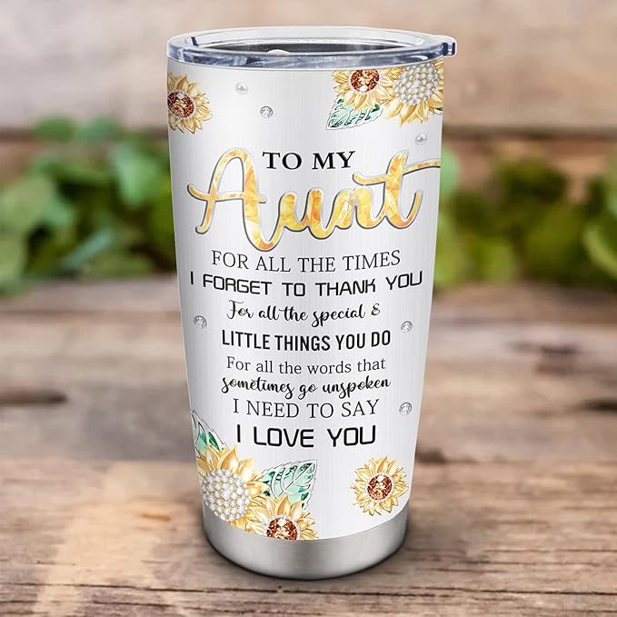 Muilzon Aunt Gifts Tumblers 20oz - Best Aunt Ever Gifts for Birthday Christmas Mothers Day Coffee Mug - Auntie Gift from Niece/Nephew - Unique Gift Ideas for Auntie Cup