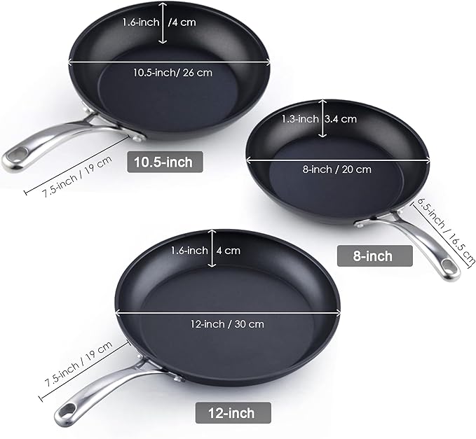 Cooks Standard Classic 8 Inch Hard Anodized Nonstick Frying Pan | Ceramic Non Stick Skillet, Easy Clean Egg Omelette Pan, Even Heating for Gas Electric Stoves, Oven Safe, Black