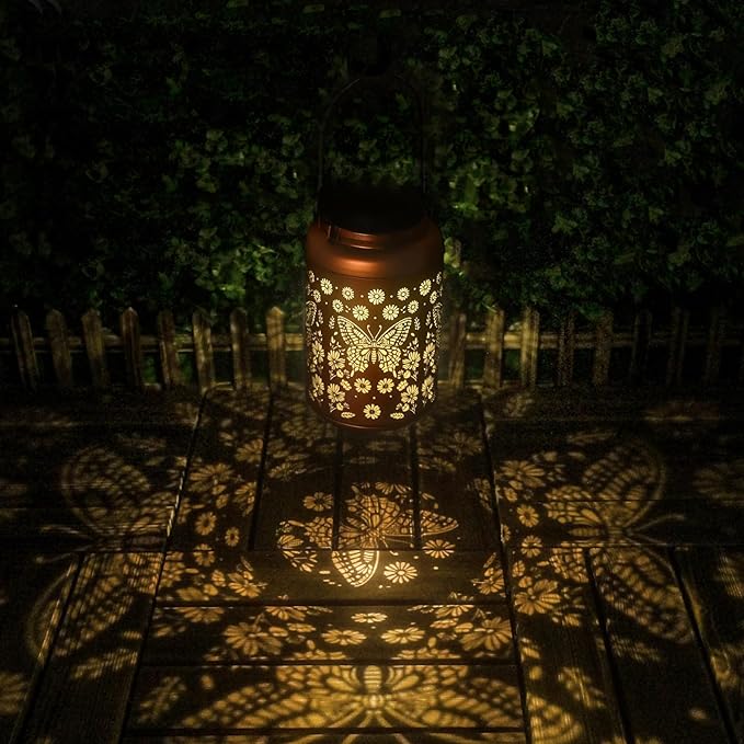 Mothers Day Gifts for Mom Grandma - Birthday Gifts for Women, 2 Pack Butterfly Solar Lanterns Outdoor Waterproof - Butterflies Solar Lights Garden Decor, Outdoor Decor for Patio, Yard