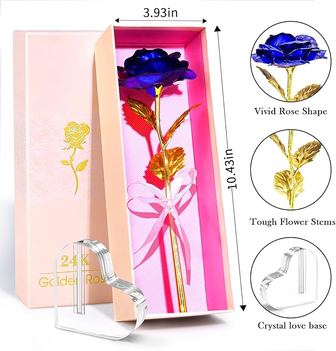 Mothers Day Mom Gifts for Women Grandma, Artificial Forever Birthday Flowers Galaxy Glass Eternal Roses with Heart Shaped Crystal Vase, Mother's Day Anniversary Wedding Rose Gifts for Wife Sister
