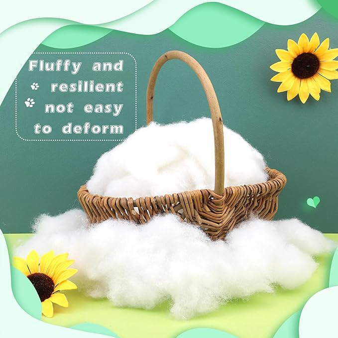 Jmuiiu 14.1oz Polyester Fill, Premium Polyester Fiberfill, Recycled Polyester Fiber, High Resilience Stuffing Fluff Fiberfill for Pillow Filling, Christmas and Home Decors Projects