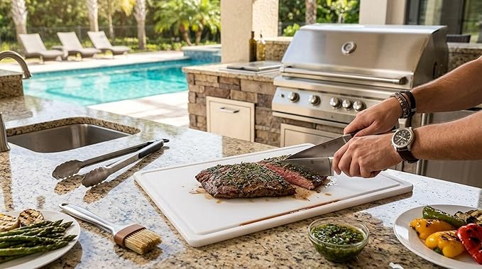 FARBERWARE Extra-Large Plastic Cutting Board, 15x20 Inch Dishwasher-Safe Chopping Board with Juice Groove, Non-Slip Surface, Durable, White