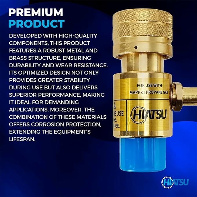 Portable Turbo Torch Kit - Durable Propane Torch with Adjustable Flame Control & Heavy-Duty Tips - Ideal Turbo Torch for HVAC & Refrigeration - Compatible with MAPP Gas