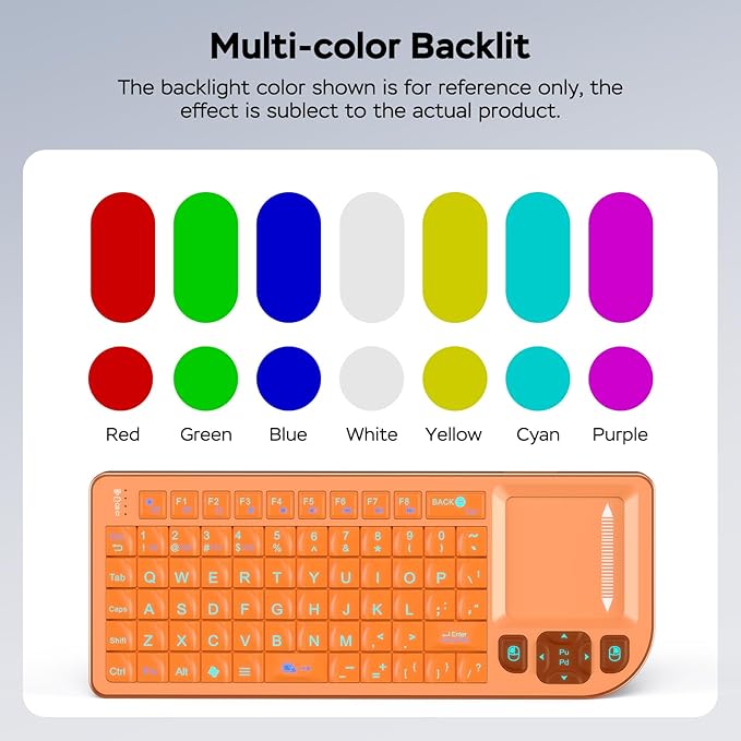 Mini Bluetooth Keyboard with Touchpad – Sturdy Aluminum Frame, Rechargeable & Portable – Seamless Connectivity for iPad, Mac, PC – The Perfect Companion for Smart Home, IT Tech & Field Service-Orange