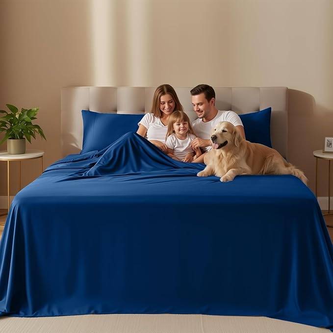 Utopia Bedding King Size Sheet Set – 4 Piece Bed Sheets, Soft and Breathable Microfiber, Includes 1 Fitted Sheet, 1 Flat Sheet and 2 Pillowcases – Oeko Tex (Dusk Blue)