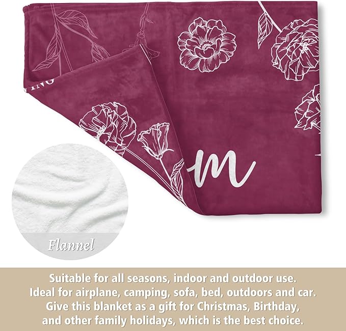 GiltGlimmer Gifts for Mom Mothers Day, Mom Birthday Gifts Blanket, Moms Gift for Women from Daughter Son, We Love You Present for Mother Mommy Christmas 60" x 50", Burgundy
