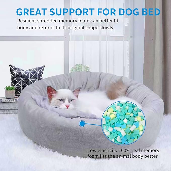 Shredded Memory Foam Filling 5lbs for Bean Bag Filler, Without Added Gel Particles, Premium Soft Refill and Great for Stuffing, Multi Color and Shape